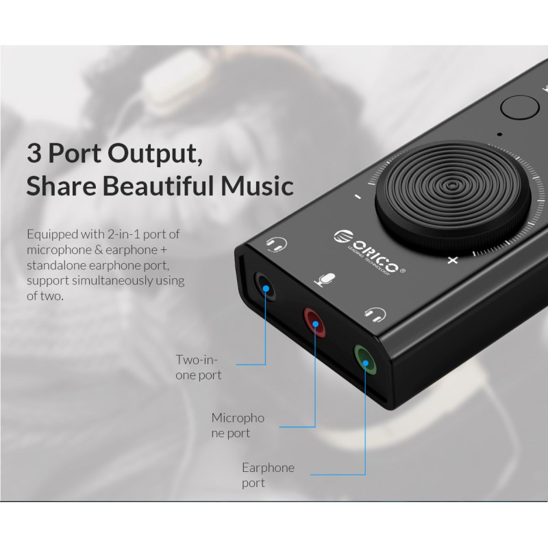 Orico Converter USB-A to Sound Card - SC2 - USB-A to Sound Card with Volume — Buy in Cyprus with Fast Delivery