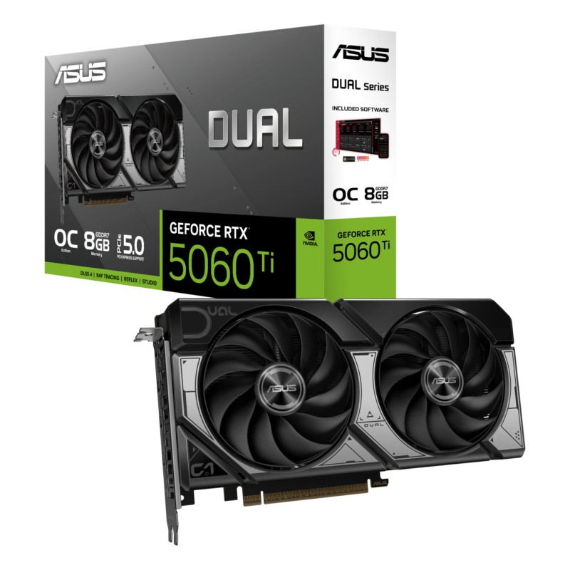 ASUS Dual GeForce RTX 5060 Ti OC - 8GB GDDR7, 2602 MHz Boost, Black/Grey — Buy in Cyprus with Fast Delivery