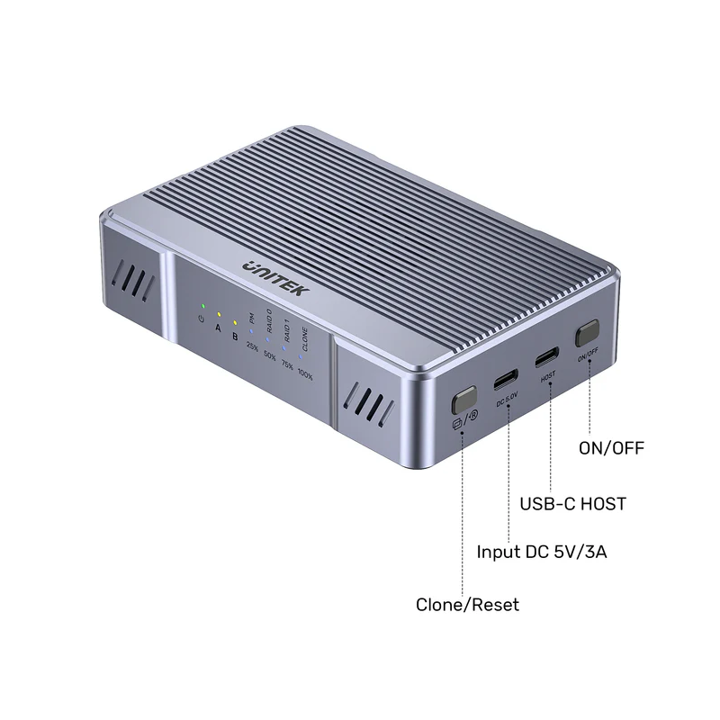 Unitek USB-C 2-Bay External M2 SSD Enclosure with RAID - S1247A - 20Gbps — Buy in Cyprus with Fast Delivery