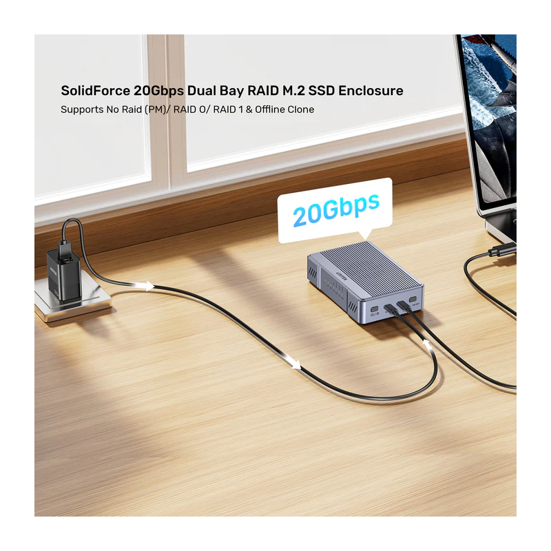 Unitek USB-C 2-Bay External M2 SSD Enclosure with RAID - S1247A - 20Gbps — Buy in Cyprus with Fast Delivery