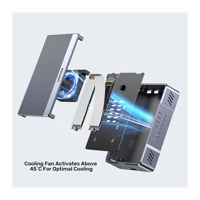 Unitek USB-C 2-Bay External M2 SSD Enclosure with RAID - S1247A - 20Gbps — Buy in Cyprus with Fast Delivery