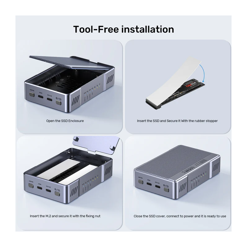 Unitek USB-C 2-Bay External M2 SSD Enclosure with RAID - S1247A - 20Gbps — Buy in Cyprus with Fast Delivery