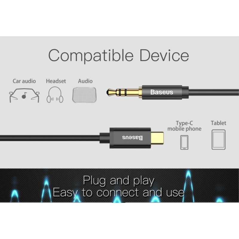 Baseus Yiven Type-C Male to 3.5 Male Audio Cable - 1.2m — Buy in Cyprus with Fast Delivery