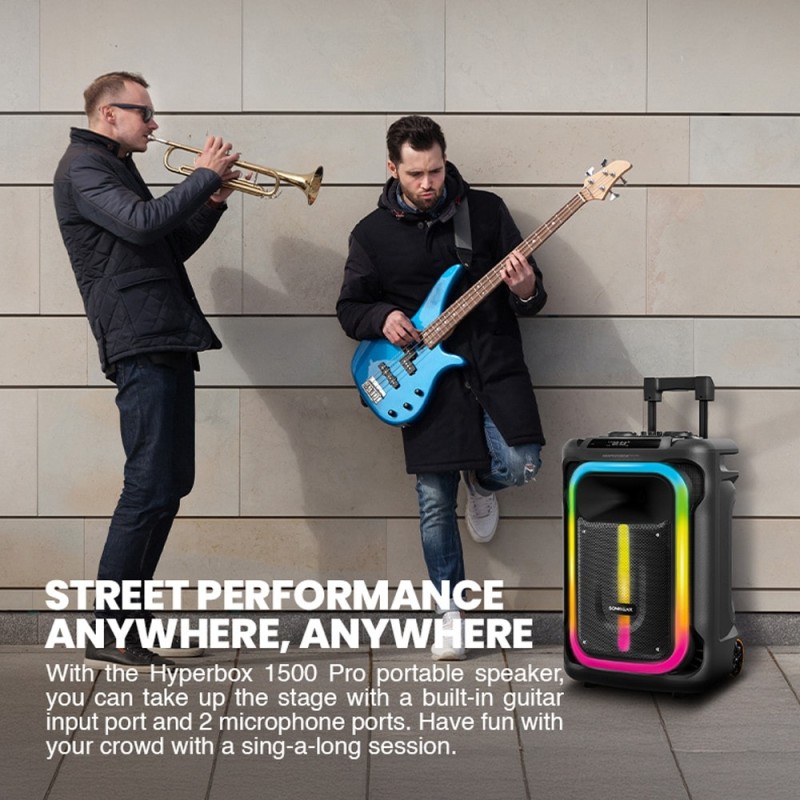 SonicGear HYPERBOX - 1500 Pro - 15'' Portable Karaoke Speaker 240W BT USB 2x Wireless Mics — Buy in Cyprus with Fast Delivery