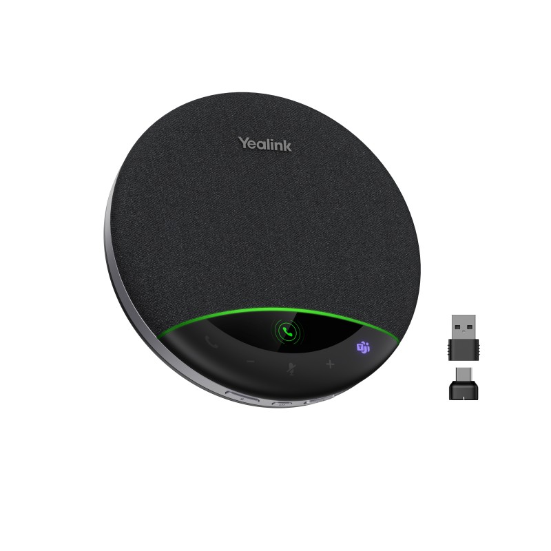 Yealink Speakerphone Bluetooth Portable, AI Microphone, 5m Voice Pickup, DaisyChain, LCD & BT Dongle - SP96 - USB-C A