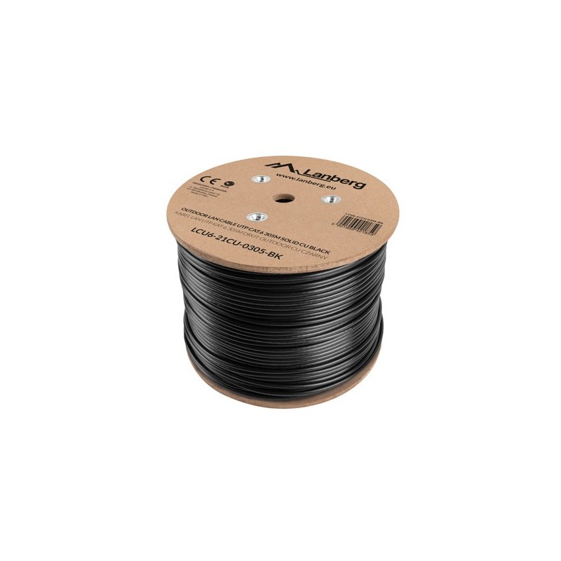 Lanberg CAT6 UTP CU Cable Outdoor 305m Black - LCU6-21CU-0305-BK - Cat6 UTP CU Cable Outdoor 305m Black