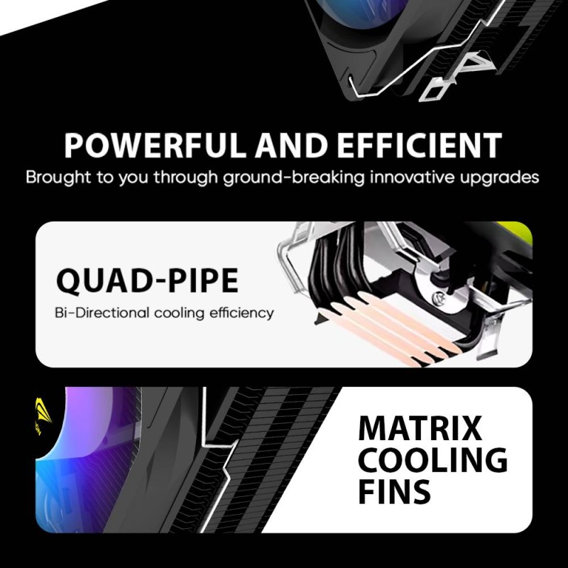 Armaggeddon Gaming Cooling CPU Silent RGB Fan 4-Pipe - BLIZZARD 2 - Black — Buy in Cyprus with Fast Delivery