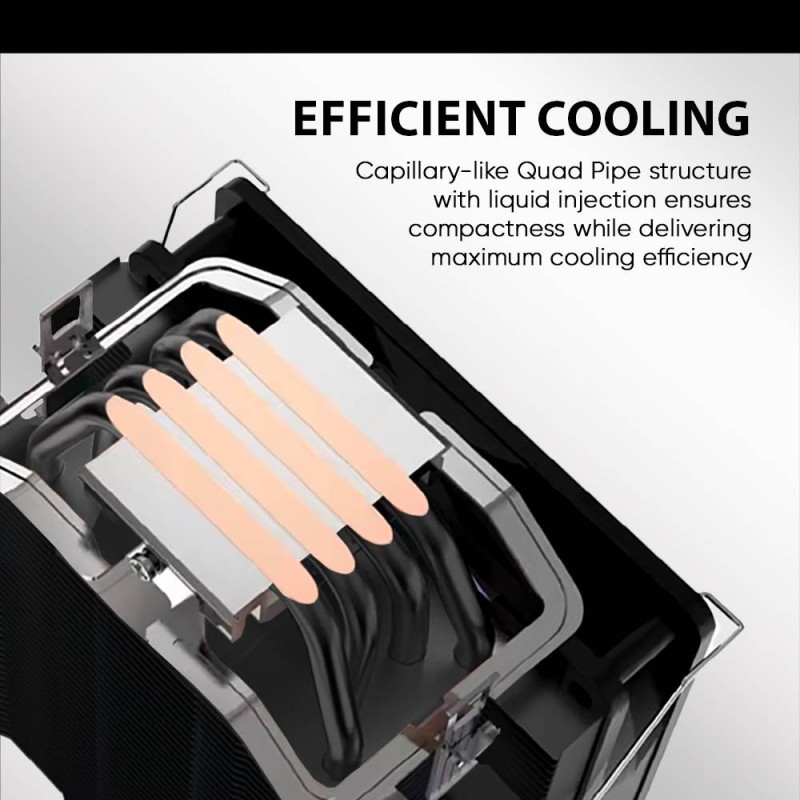 Armaggeddon Gaming Cooling CPU Silent RGB Fan 4-Pipe - BLIZZARD 2 - Black — Buy in Cyprus with Fast Delivery