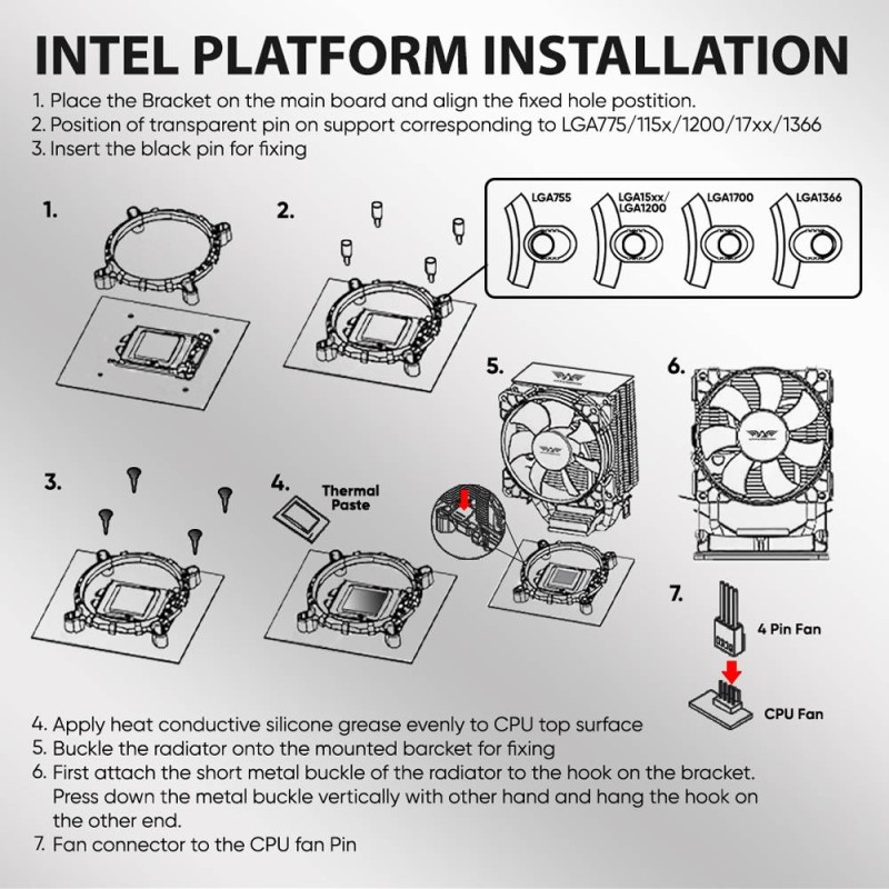 Armaggeddon Gaming Cooling CPU Silent RGB Fan 4-Pipe - BLIZZARD 2 - Black — Buy in Cyprus with Fast Delivery