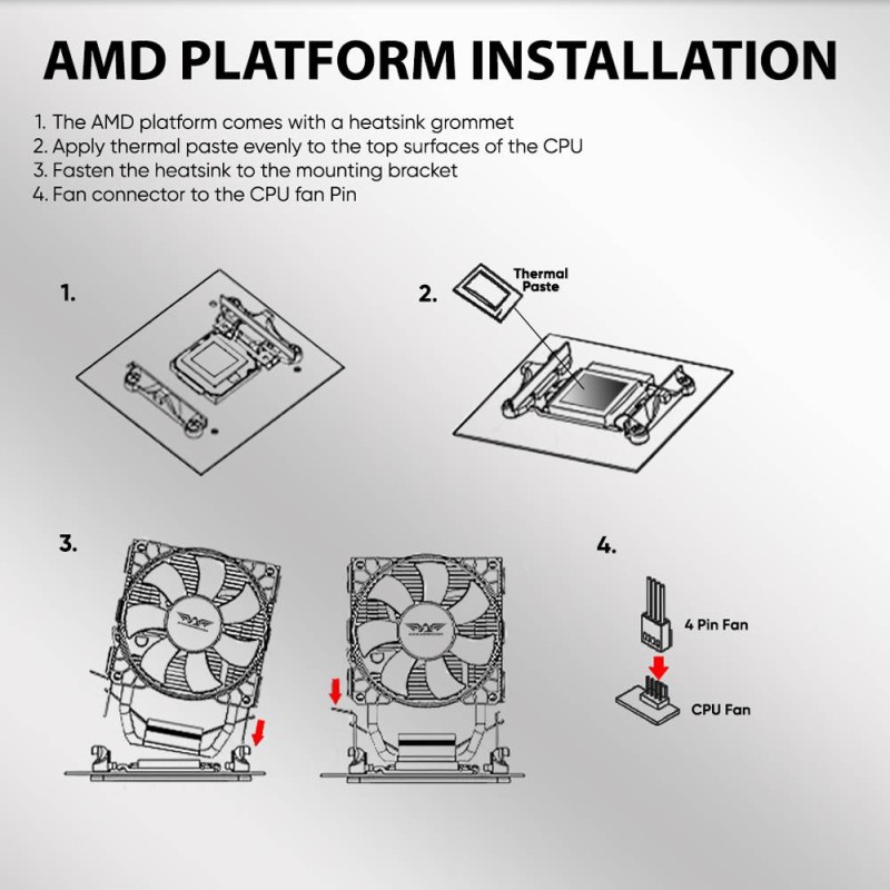 Armaggeddon Gaming Cooling CPU Silent RGB Fan 4-Pipe - BLIZZARD 2 - Black — Buy in Cyprus with Fast Delivery
