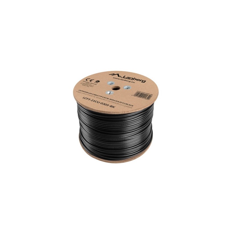 Lanberg CAT5e FTP CU Cable Outdoor 305m Black - LCF5-21CU-0305-BK - Cat5e FTP CU Cable Outdoor 305m Black