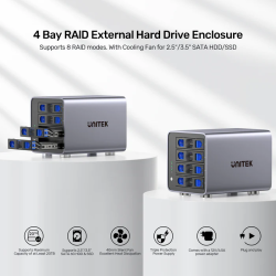 Unitek 4-Bay External SATA 2.5 3.5 HDD SSD Enclosure with RAID USB-A S1301A — Buy in Cyprus with Fast Delivery