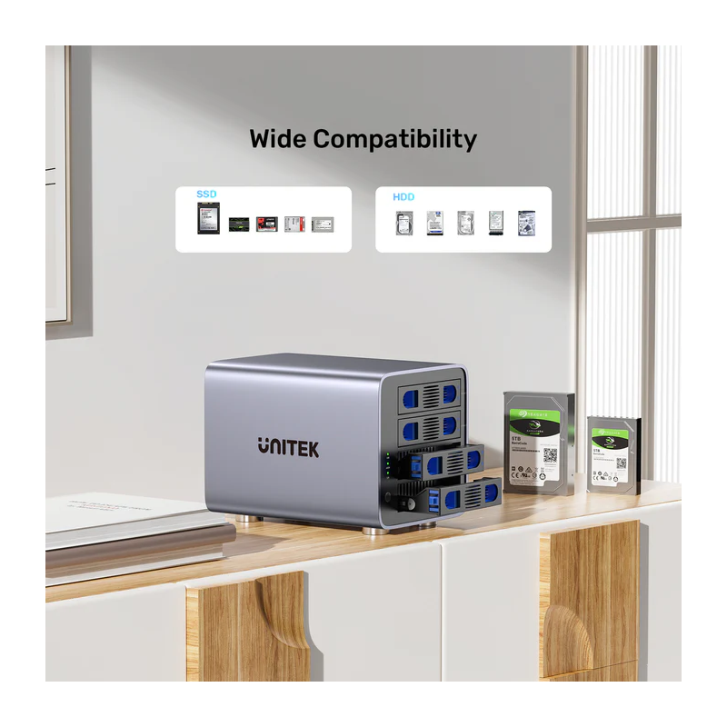 Unitek 4-Bay External SATA 2.5 3.5 HDD SSD Enclosure with RAID USB-A S1301A — Buy in Cyprus with Fast Delivery