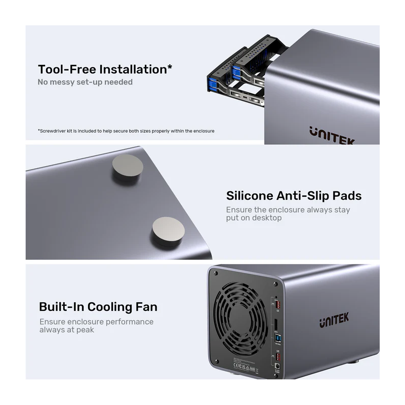 Unitek 4-Bay External SATA 2.5 3.5 HDD SSD Enclosure with RAID USB-A S1301A — Buy in Cyprus with Fast Delivery