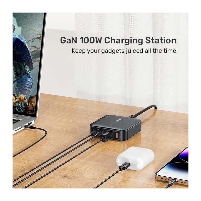 Unitek Charge Desktop - P1229ABK - 100W 4in1 GaN Charger Black — Buy in Cyprus with Fast Delivery
