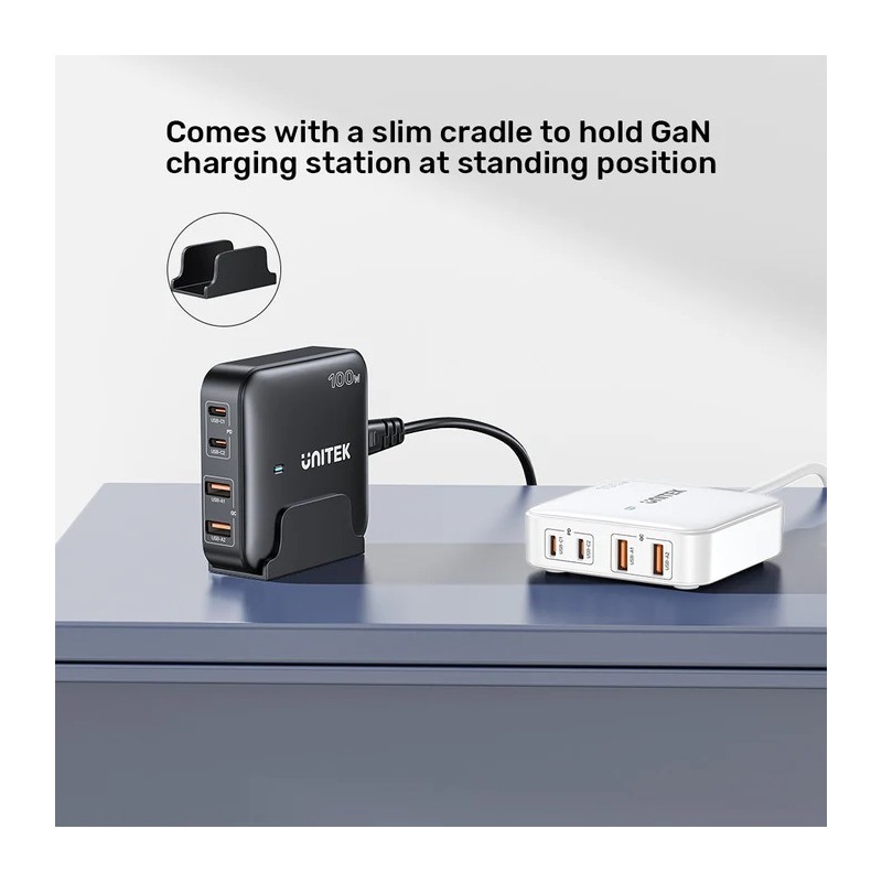 Unitek Charge Desktop - P1229ABK - 100W 4in1 GaN Charger Black — Buy in Cyprus with Fast Delivery