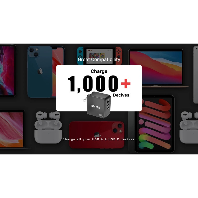 Unitek Charge Wall 65W 4in1 GaN Charger Black - P1117B - 65W 4in1 GaN Charger Black — Buy in Cyprus with Fast Delivery