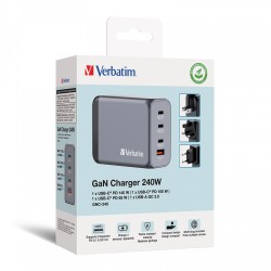 Verbatim GaN Charger - GNC-240 - 4 Port 240W USB A C (EU UK US) — Buy in Cyprus with Fast Delivery