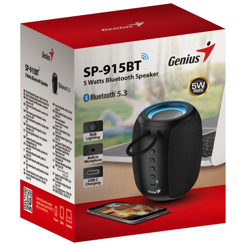 Genius Mobile Speaker Portable - SP-915BT - BT 5W Black — Buy in Cyprus with Fast Delivery