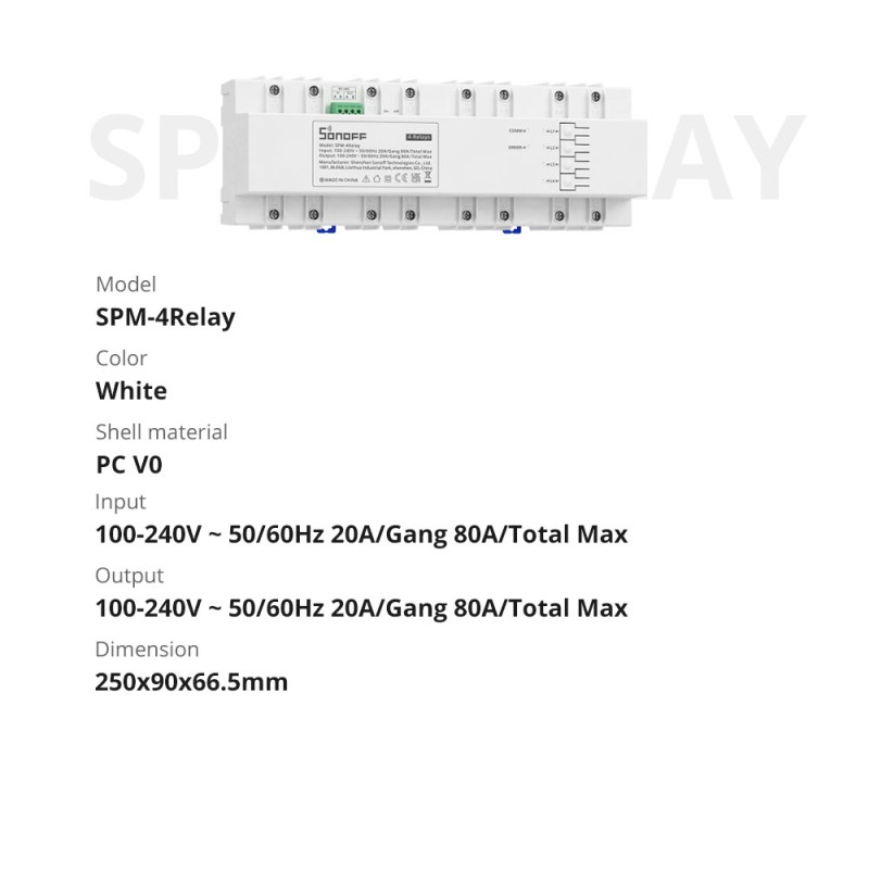 Sonoff - SPM-4Relay - 20A Wifi Smart Switch — Buy in Cyprus with Fast Delivery
