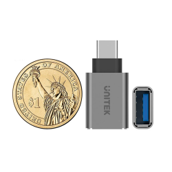 Unitek USB-A Female to USB-C Male 5Gbps Adaptor Gray - Y-A025CGY - USB-A to USB-C Adaptor, 5Gbps, Gray