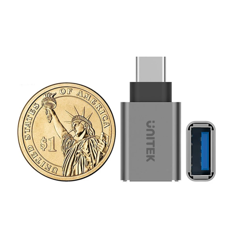 Unitek USB-A Female to USB-C Male 5Gbps Adaptor Gray - Y-A025CGY - USB-A to USB-C Adaptor, 5Gbps, Gray