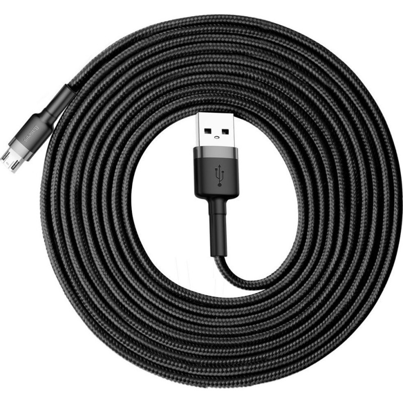Baseus Cafule Braided MicroUSB Cable - 2A 3.0m Black — Buy in Cyprus with Fast Delivery
