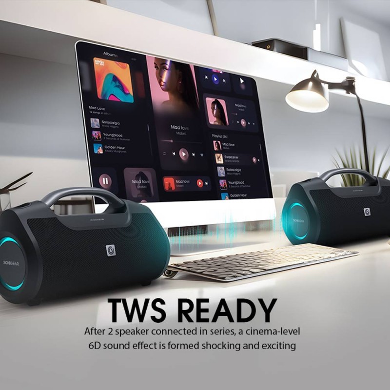 SonicGear StudioBeats III Powerful 120W Portable IPx6 Waterproof Speaker with Bluetooth, USB Large Battery, Microphon...