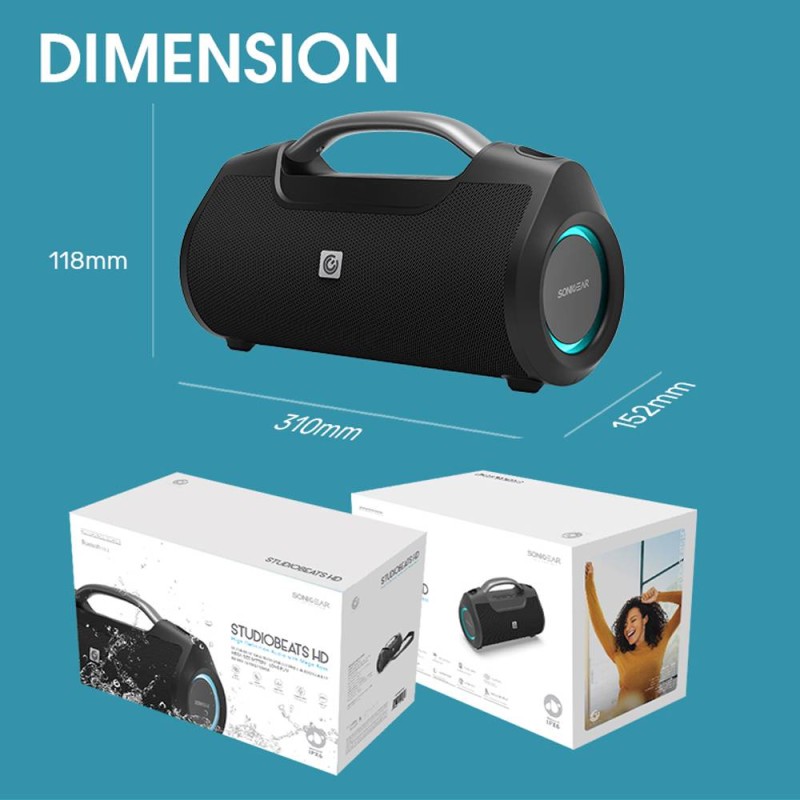 SonicGear StudioBeats III Powerful 120W Portable IPx6 Waterproof Speaker with Bluetooth, USB Large Battery, Microphon...
