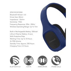 SonicGear Bluetooth Headphones Blue - Airphone 5 - Bluetooth Headphones Blue — Buy in Cyprus with Fast Delivery