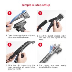 Unitek Cable Organizer Spiral Wrap with Clamp - OT1102ABK-5M - Spiral Wrap with Clamp, 22 mm, 5.0m