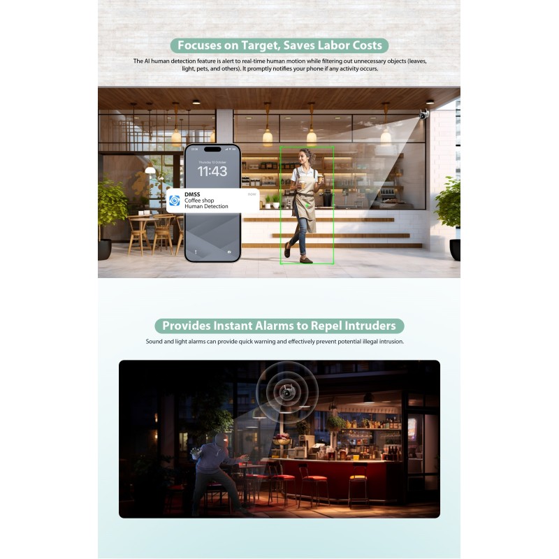 Dahua IP 4.0MP 2.8mm Wifi Bullet Dual Illumination - F4C-PV - IP, 4.0MP, 2.8mm, Wifi, Bullet, Dual Illumination