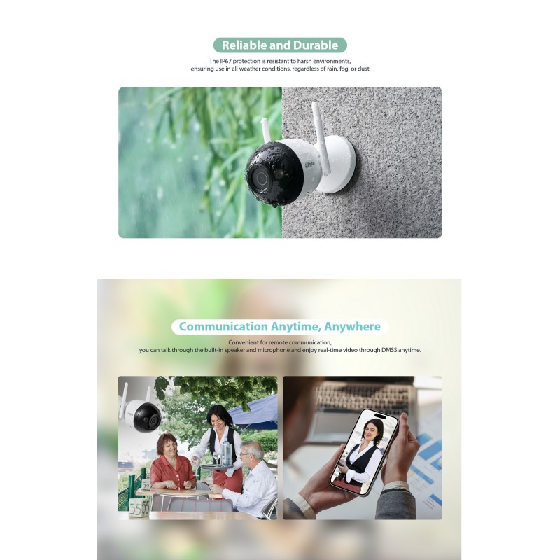 Dahua IP 4.0MP 2.8mm Wifi Bullet Dual Illumination - F4C-PV - IP, 4.0MP, 2.8mm, Wifi, Bullet, Dual Illumination