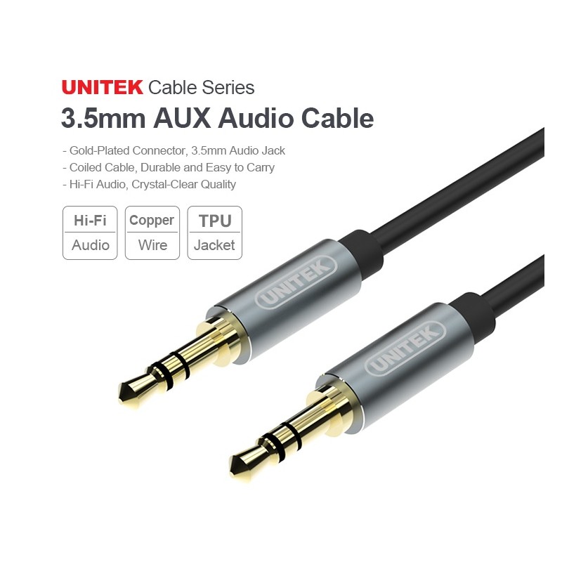 Unitek Audio Cable - Y-C926ABK - 3.5mm to 3.5mm Audio Cable 1.0m — Buy in Cyprus with Fast Delivery