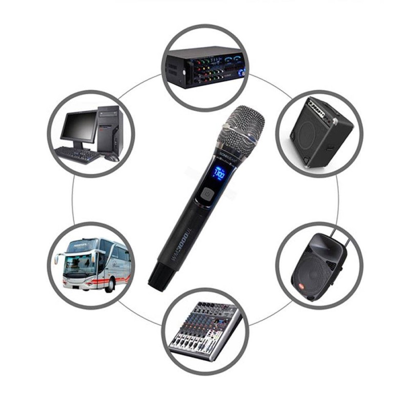 SonicGear Wireless Microphone - WM3000UL - 1xHandset Wireless UHF Microphone with Rechargeable Receiver