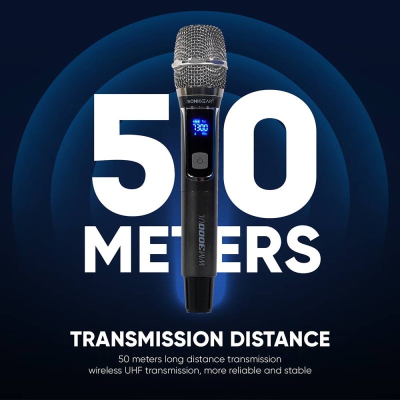 SonicGear Wireless Microphone - WM3000UL - 1xHandset Wireless UHF Microphone with Rechargeable Receiver