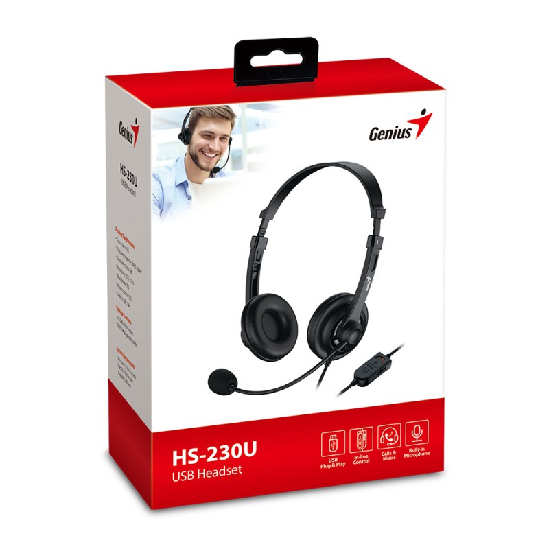Genius Headset - HS-230U - USB-A InLine Control SoftEar Cups — Buy in Cyprus with Fast Delivery