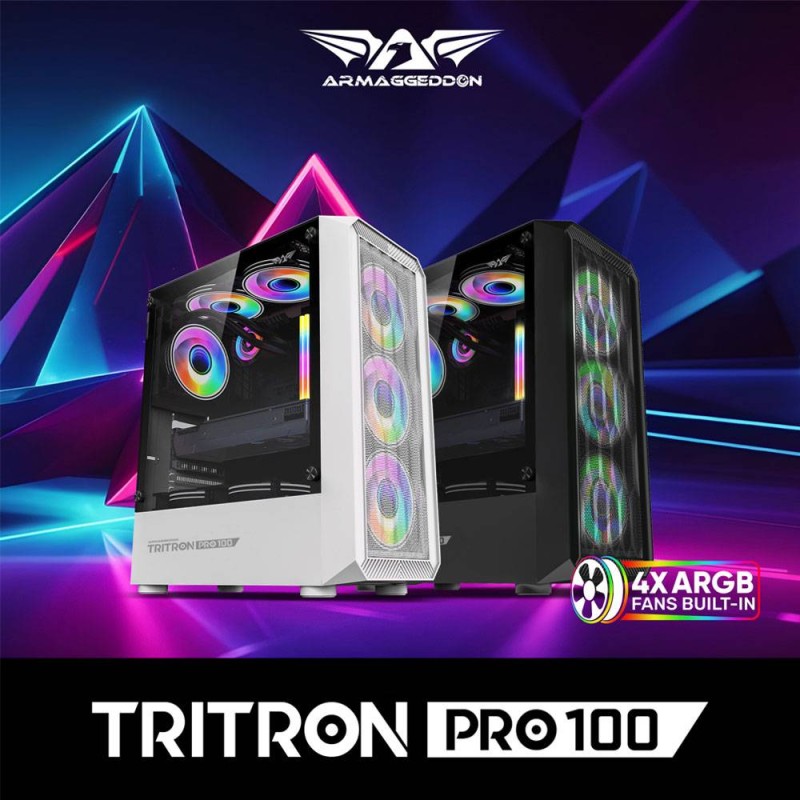 Armaggeddon Gaming Case - TRITRON PRO 100 - ATX 4xARGB Black — Buy in Cyprus with Fast Delivery
