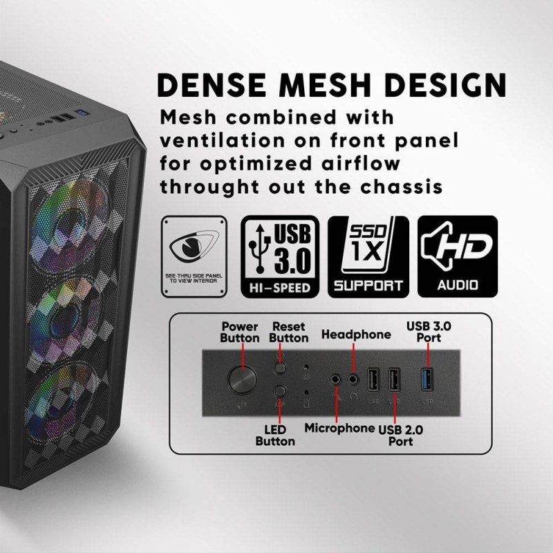 Armaggeddon Gaming Case - TRITRON PRO 100 - ATX 4xARGB Black — Buy in Cyprus with Fast Delivery