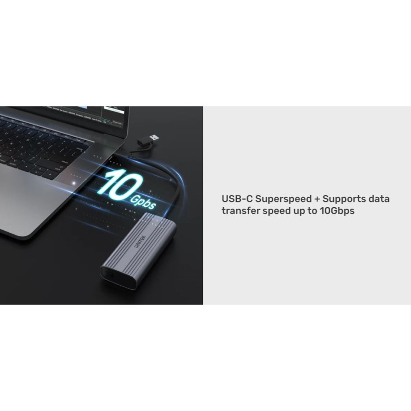 Unitek SolidForce Reefer USB-C 3.2 M.2 NVMe Alum Enclosure - S1225A - USB-C 3.2 M.2 NVMe Alum Enclosure