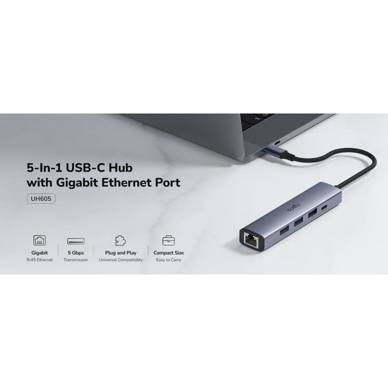 Cudy Hub - UH605 - USB-C 1xGigabit Lan 3xUSB-A 1xUSB-C — Buy in Cyprus with Fast Delivery