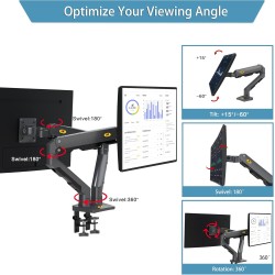 NBMounts Desk Monitor Mount - G65 - Dual Arm Heavy Duty Gas Desk Monitor Mount — Buy in Cyprus with Fast Delivery