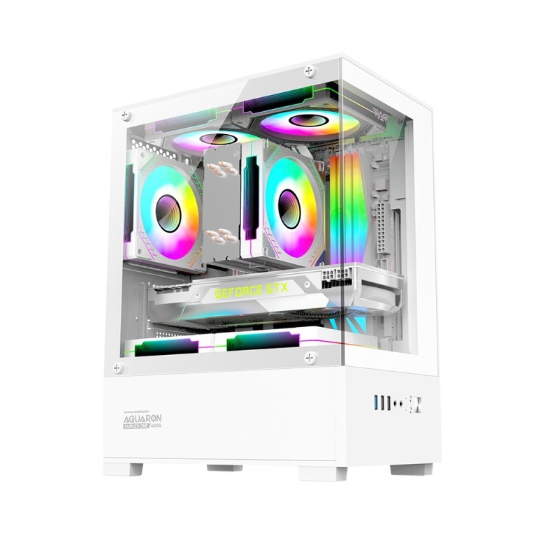 Armaggeddon Gaming Case - M-ATX AQUARON Duplex ONE White + 3xARGB — Buy in Cyprus with Fast Delivery