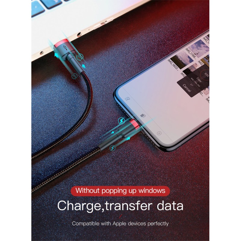 Baseus Cafule Braided Lightning Cable - 2.4A - 1.0m - Grey — Buy in Cyprus with Fast Delivery