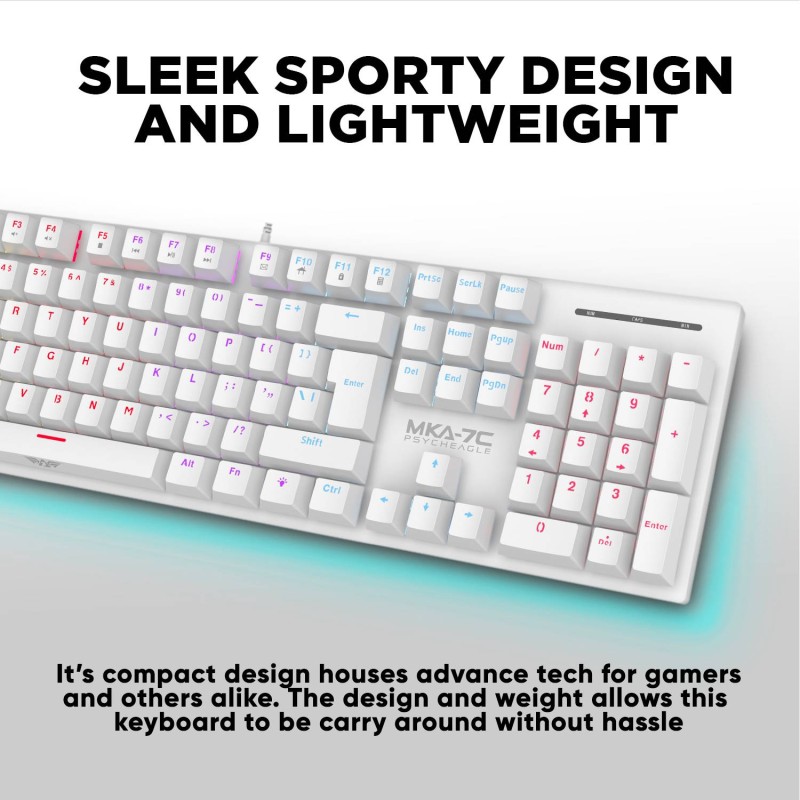 Armaggeddon MKA-7C White Mechanical Gaming Keyboard 104 Keys Clicky Blue Keys — Buy in Cyprus with Fast Delivery