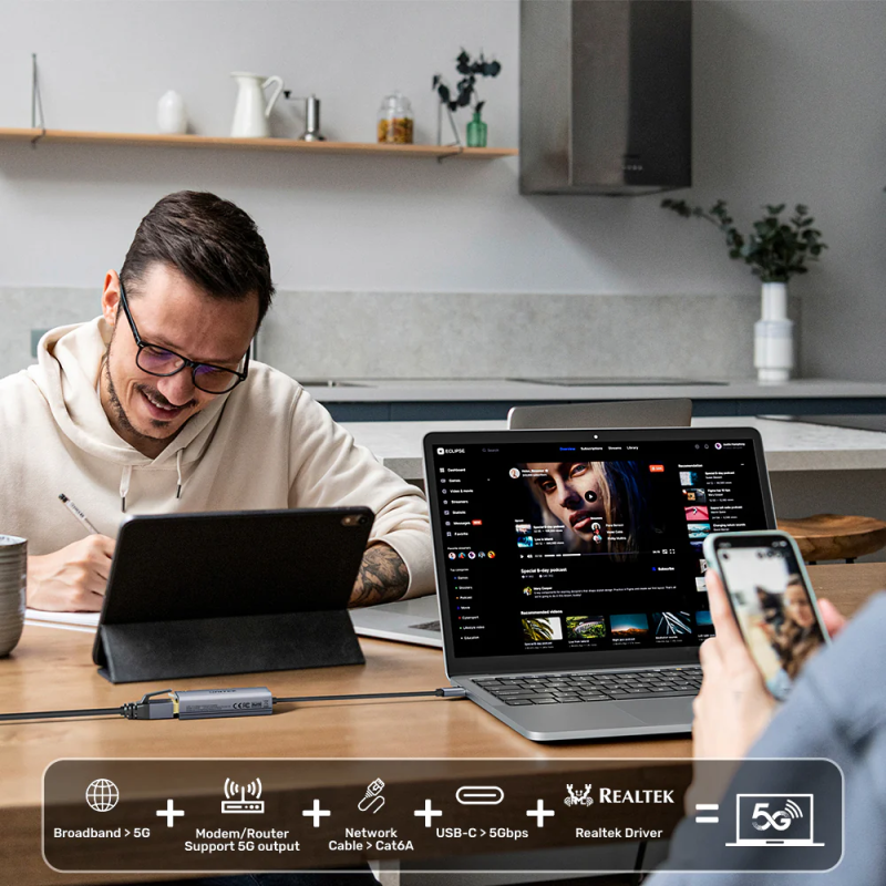 Unitek Converter USB-C to LAN - U1343A - 5GbE Ethernet — Buy in Cyprus with Fast Delivery