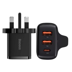 Baseus Charger Wall - 30W USB-C 2xUSB-A UK Black — Buy in Cyprus with Fast Delivery