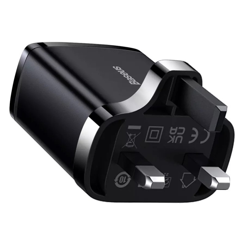 Baseus Charger Wall - 30W USB-C 2xUSB-A UK Black — Buy in Cyprus with Fast Delivery