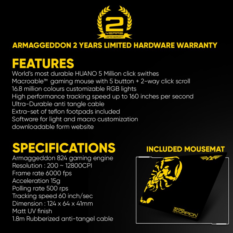 Armaggeddon Gaming Mouse - SCORPION 7 Lite - Wired — Buy in Cyprus with Fast Delivery
