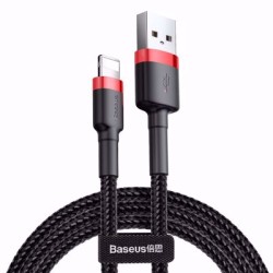 Baseus Cafule Braided Lightning Cable - 2A 3m Black Red — Buy in Cyprus with Fast Delivery